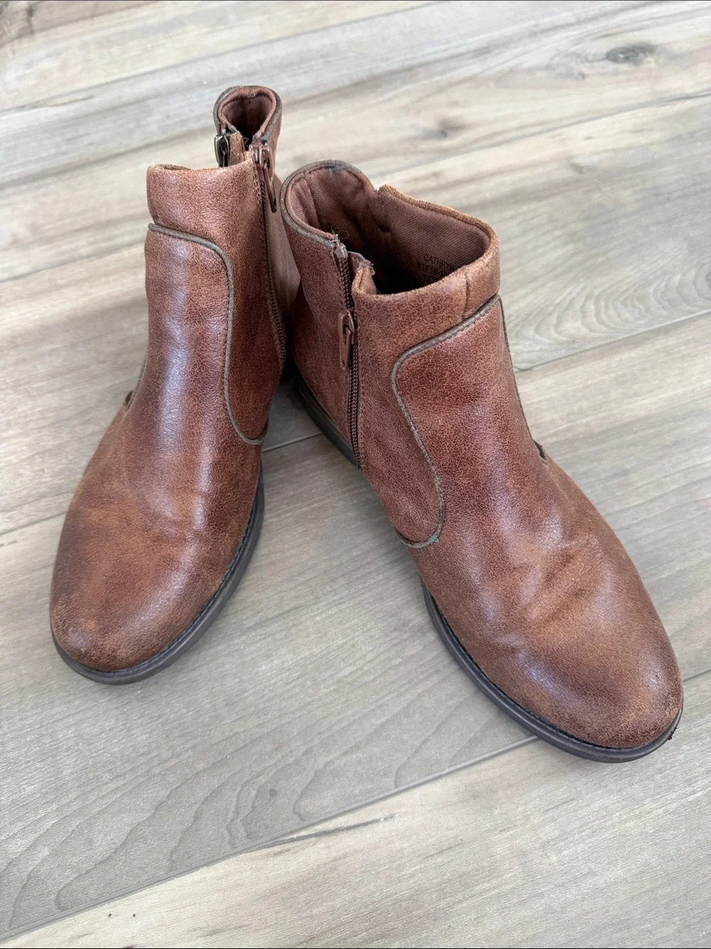 BareTraps Brown Leather Women's Ankle Booties